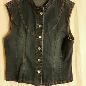 Blue jean sleeveless vest